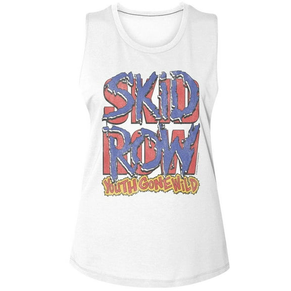 Skid Row SR Logo and YGW White Women's Muscle Tank Top