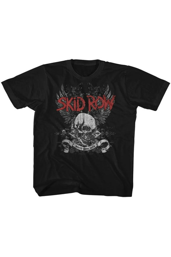 Skid Row Skull and Wings Black Children's T-Shirt