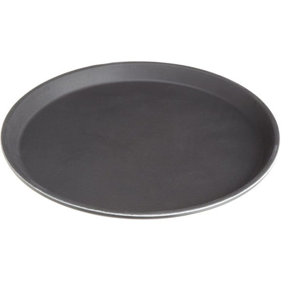 Skid Rubber Lined 16-Inch Plastic Round Economy Serving Tray, Black
