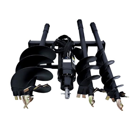 Skid Steer Auger Attachment with 3 Drill Bits (9", 12", 18"), Heavy-Duty Hydraulic Post Hole Digger with Universal Quick Attach for Fence Posts, Tree Planting & Construction