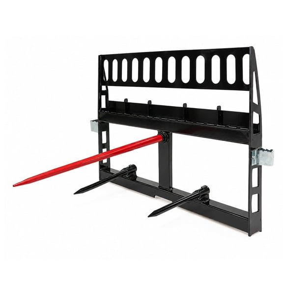 Skid Steer Hay Fork Frame Attachment - 45" Quick Attach Fork Frame with 48" Forks Blade, 49" Bale Spear & 17" Stabilizer Spears, 4,000 lbs WLL for Tractors & Loaders
