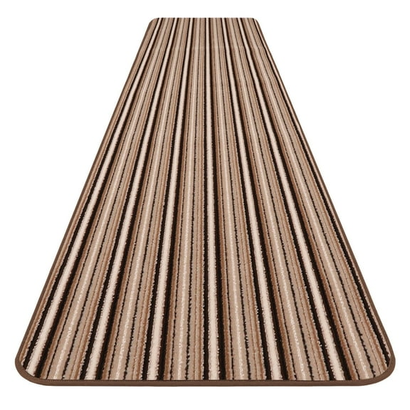Skid-resistant Carpet Runner - Mocha Brown Stripe - 10 Ft. X 36 In. - Many Other Sizes to Choose From