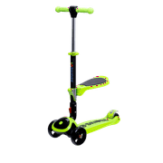 Skidee Kick Scooters for Kids, Adjustable Height, Foldable, LED Lights, Rear Brake, Ages 2-12, Green