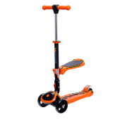 Skidee Kick Scooters for Kids, Adjustable Height, Foldable, LED Lights, Rear Brake, Ages 2-12, Orange