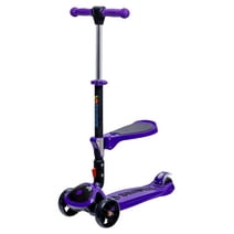Skidee Kick Scooters for Kids, Adjustable Height, Foldable, LED Lights, Rear Brake, Ages 2-12, Purple