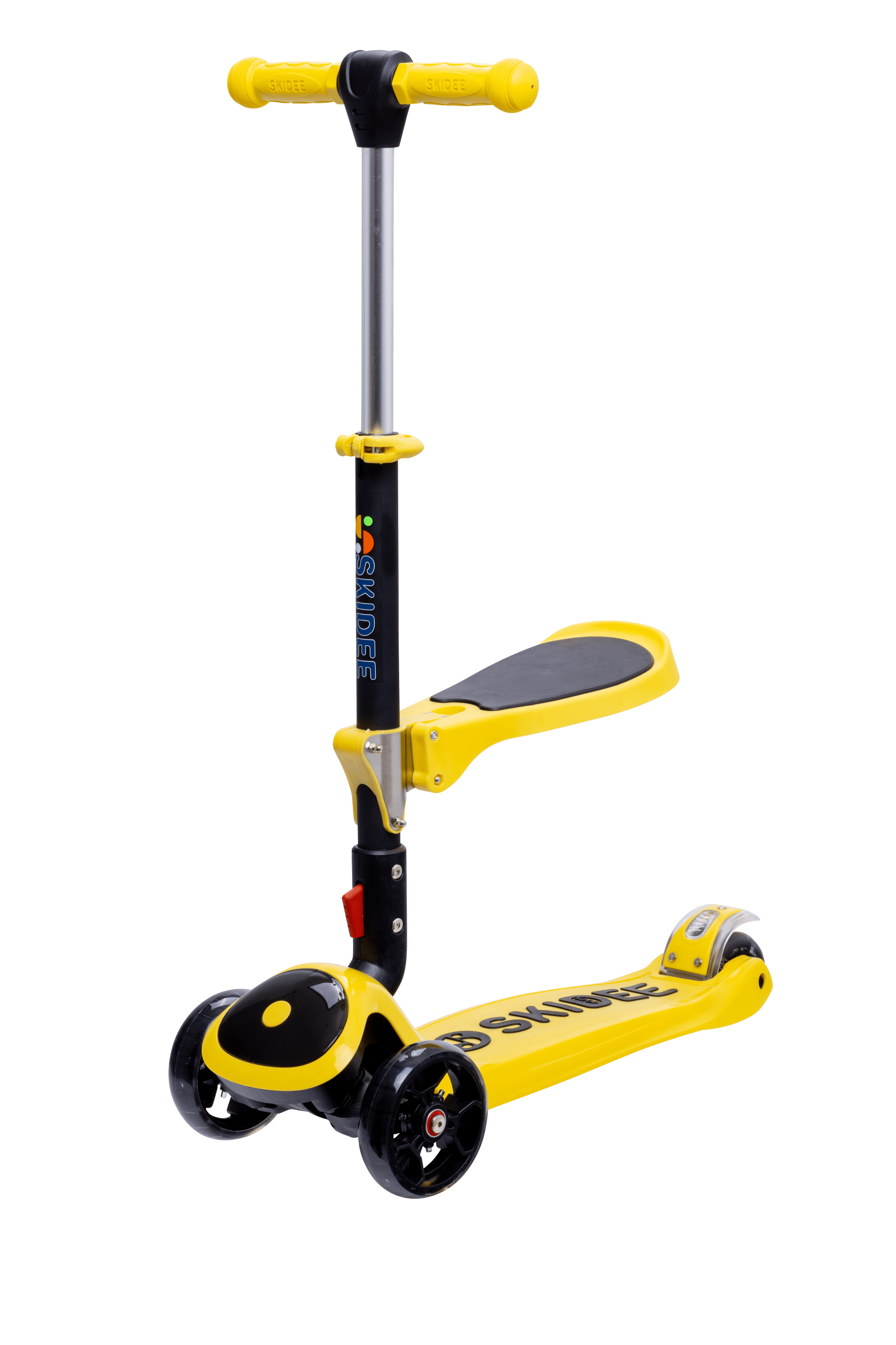 Yellow Adjustable Height Foldable Kick Scooter with LED Wheels