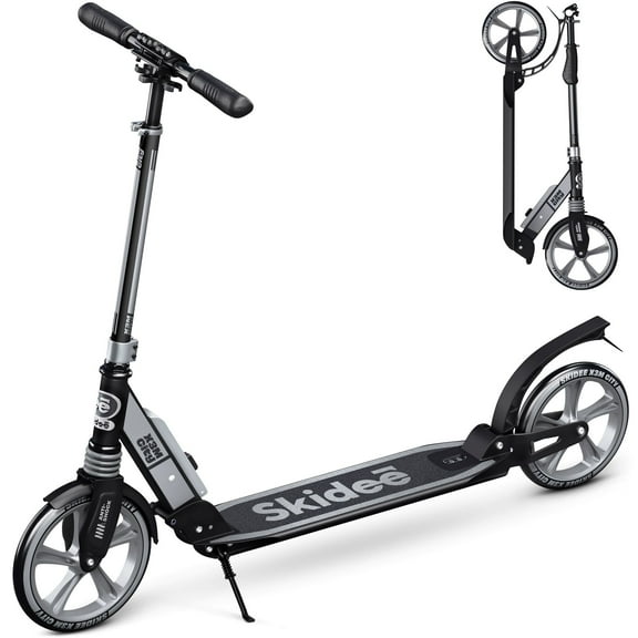 Skidee Scooter for Kids, Teens, Adults, 4 Adjustment Levels, Handlebar Up to 41 Inches, Silver