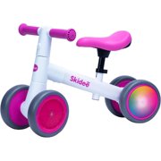 Skidee Toddler Balance Bike 1-3, 4-Wheel Balance Bike with Rare Light-Motion-Activated LED Wheels, Adjustable Height & Child Safe Steering, Lightweight Ride-On Toy Training Bike for Boys & Girls