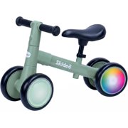 Skidee Toddler Balance Bike 1-3, 4-Wheel Balance Bike with Rare Light-Motion-Activated LED Wheels, Adjustable Height & Child Safe Steering, Lightweight Ride-On Toy Training Bike for Boys & Girls