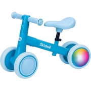 Skidee Toddler Balance Bike 1-3, 4-Wheel Balance Bike with Rare Light-Motion-Activated LED Wheels, Adjustable Height & Child Safe Steering, Lightweight Ride-On Toy Training Bike for Boys & Girls