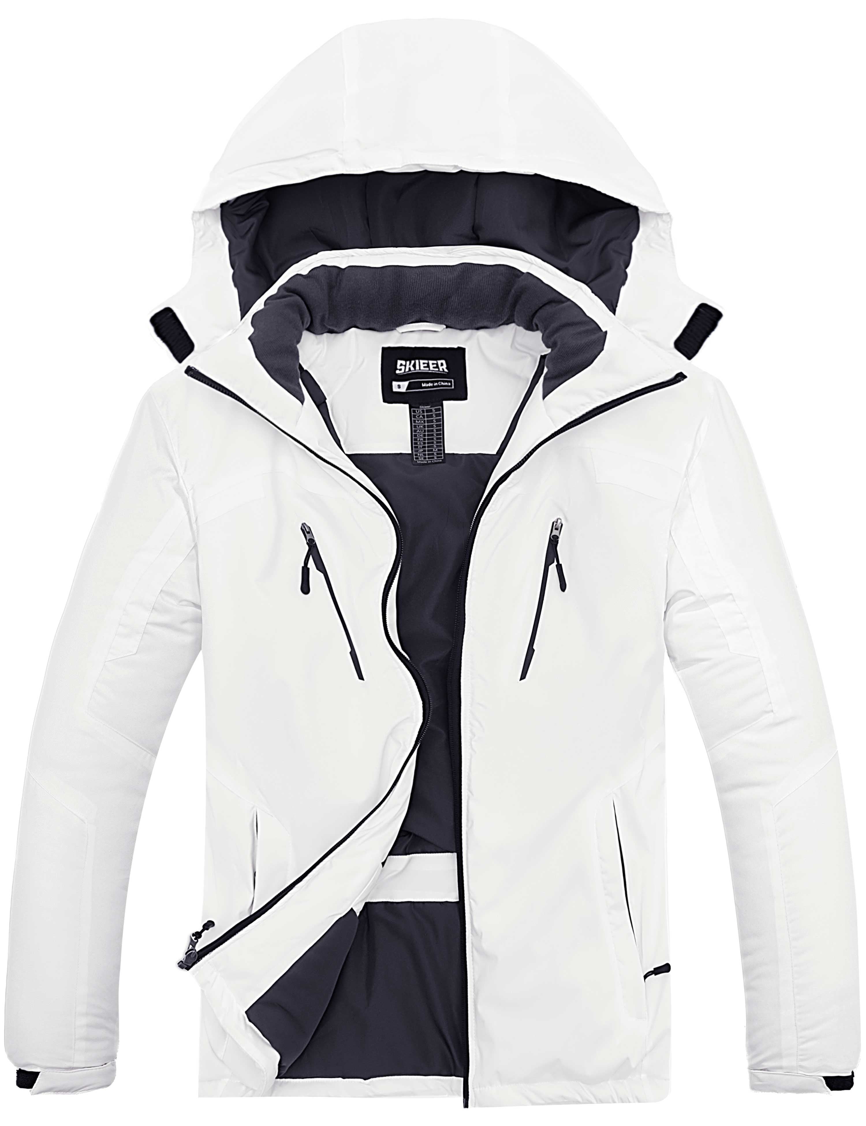 Skieer Men's Ski Jacket Mountain Cold Weather Parka Raincoat White X ...