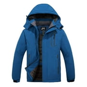 Skieer Men's Ski Jacket Waterproof Windbreaker Snow Coat Hooded Parka Blue XL
