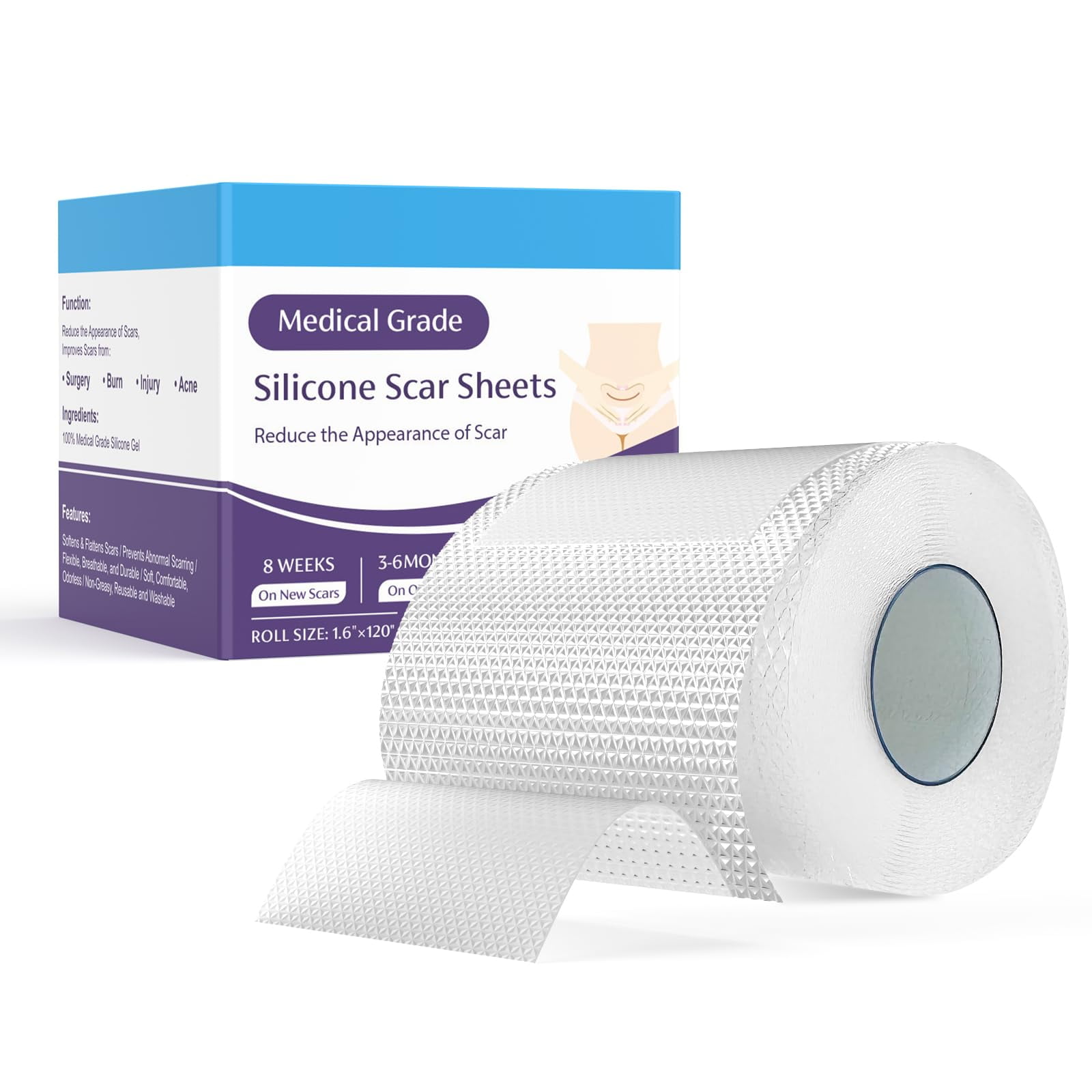 Skiennix Silicone Scar Sheets OIF8 (1.6"x 120" Roll3M), UltraThin