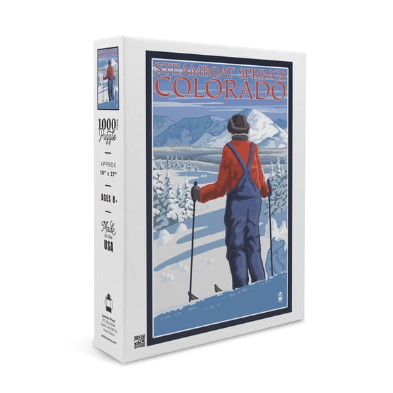 Skier Admiring, Steamboat Springs, Colorado (1000 Piece Puzzle, Size 19x27, Challenging Jigsaw Puzzle for Adults and Family, Made in USA)