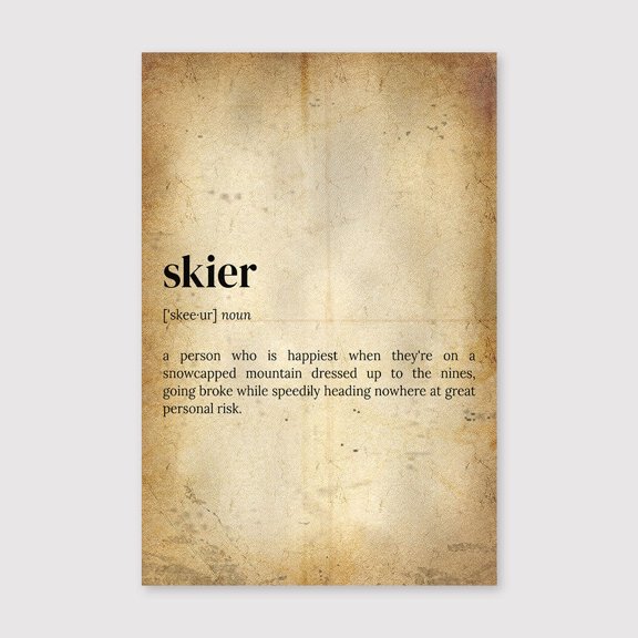 Skier Definition Print: Quote Wall Artfor Living Room Bedroom Office Farmhouse Neutral Home Artwork Ready to Hang 8x12 inch
