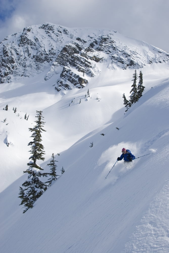 Skier Hitting Powder Below Nak Peak Thar Basin Cascade Mountains British Columbia Canvas Art - Kurt Werby Design Pics (11 x 17)