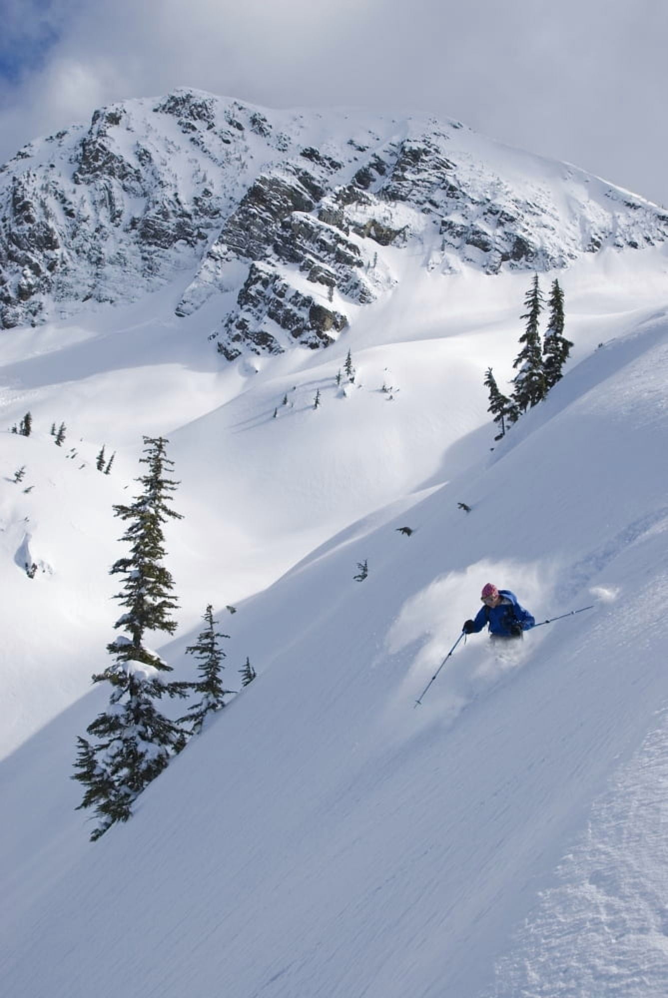 Skier Hitting Powder Below Nak Peak Thar Basin Cascade Mountains British Columbia Canvas Art - Kurt Werby Design Pics (22 x 34)