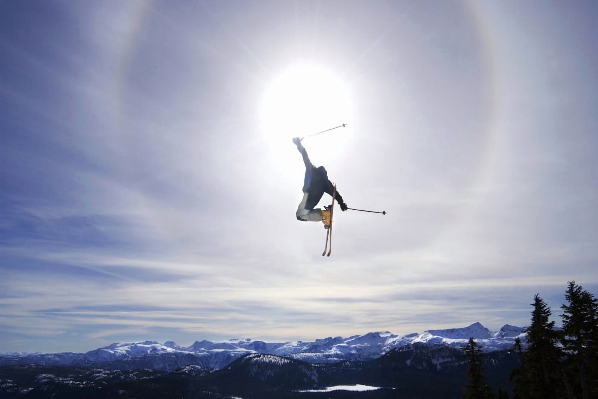 Skier Jumping Courtenay Bc Canvas Art - Josh McCulloch Design Pics (36 x 24)