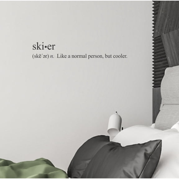 Skier Wall Decal Definition Wall Decor Sticker Like Normal But Cooler - Vinyl Wall Art Quote - Kids Bedroom Sports Decor - Ski Word Sign - Sports Vinyl Wall Sticker, 23x4.5-Inch, Black