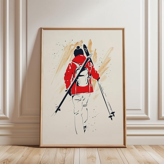 Skier Winter Mountain Skiing Adventure Snow Sports Poster Unframed Paper Print