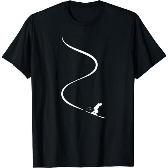 Skier with tracks in deep powder snow freeride gift T-Shirt