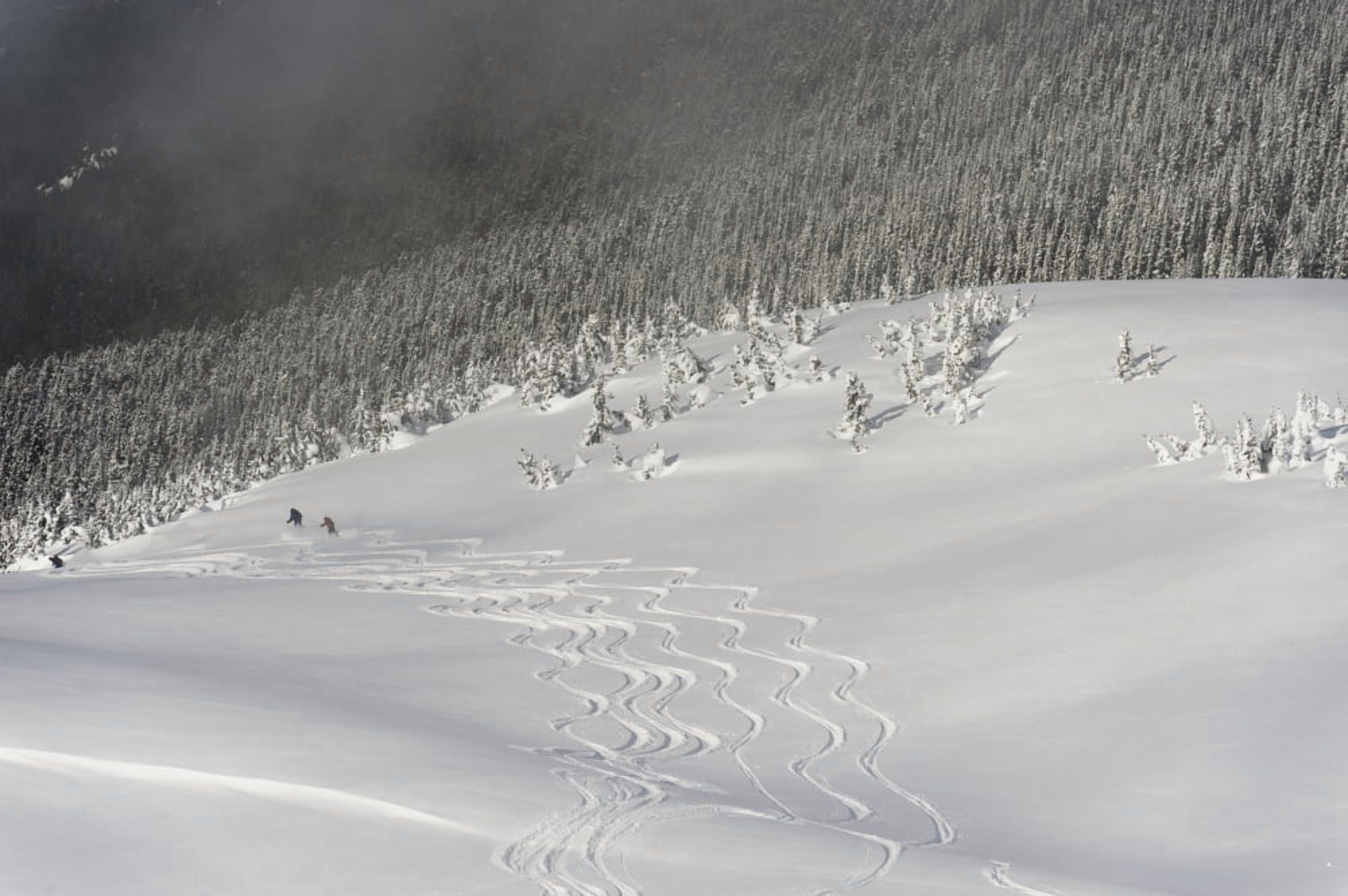 Skiers At The Base Of A Mountain Whistler British Columbia Canada Canvas Art - Keith Levit Design Pics (38 x 24)