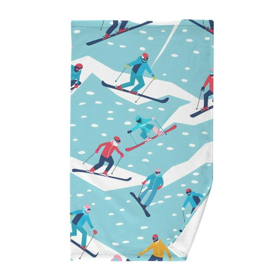 Skiers Skating Cotton Face Towels Absorbent Hand Towel Soft Bathroom Towel for Kitchen Hotel Decoration