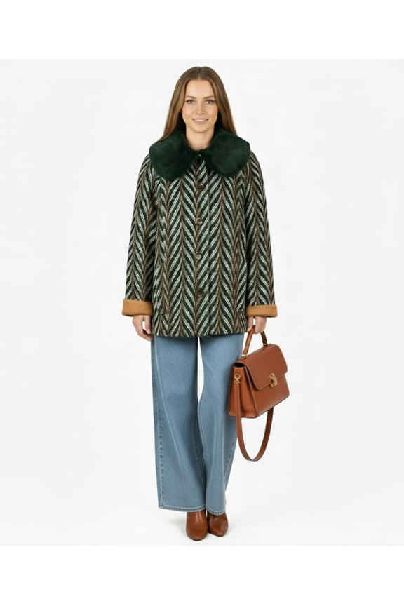 Chevron Tweed Coat