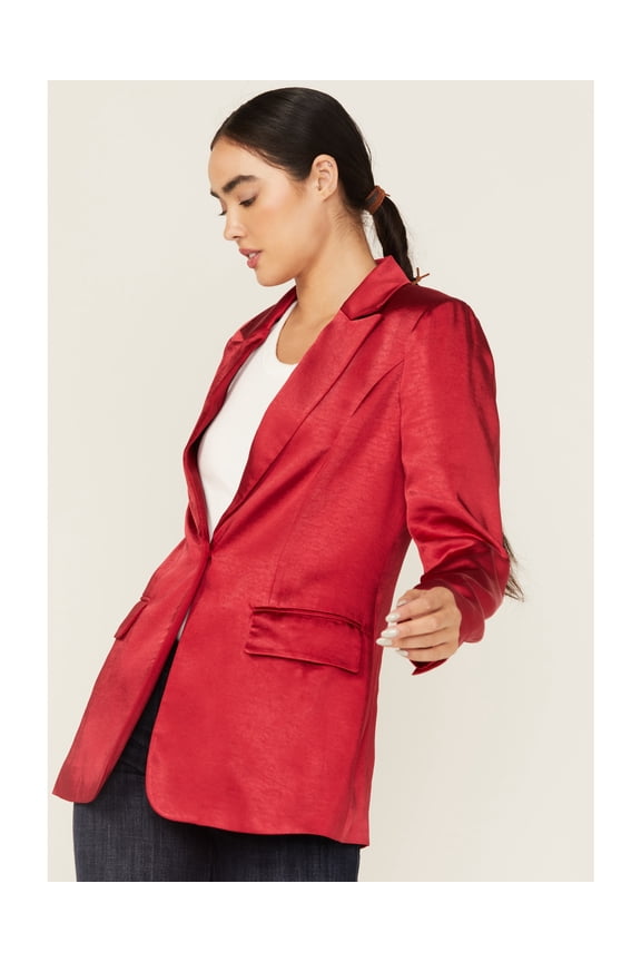 Women's Satin Blazer Red Medium US