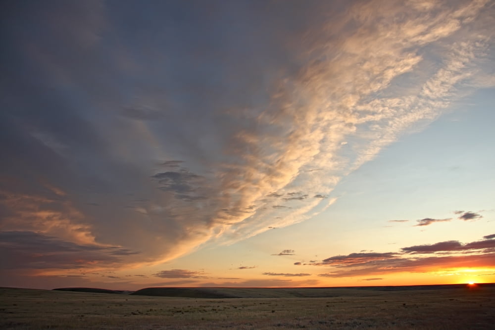 Skies Over Grasslands National Park At Sunset Saskatchewan Canvas Art - Robert Postma Design Pics (17 x 11)