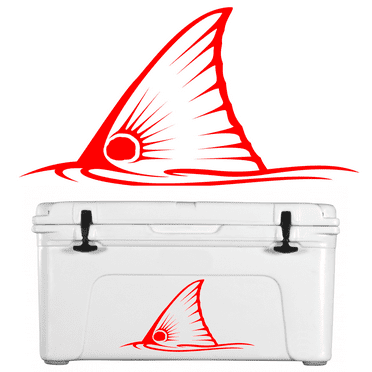 Skiff Life Tailing Redfish Decal in Red Vinyl Red Drum Saltwater Sticker Fish Art for Wall Decor Truck Kayak Cooler Fish Decal