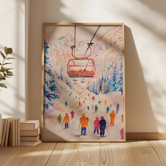 Skiing,Apres Club, Alpine Skiing Art Poster, Maximalist Poster,Skiing Lovers,Skier Gift,Sports Art,Downloadable Art Home Decor, 12x18 UNFRAMED