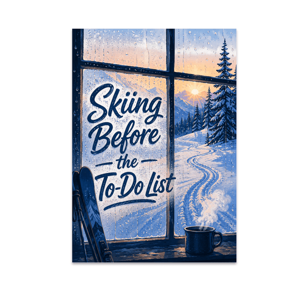 Skiing Before the To-Do List Nordic Skier - Winter Sports Enthusiast - 13x19 Poster Print
