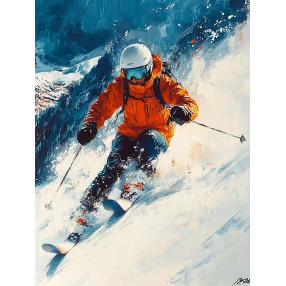 Skiing Canvas Art Print/PaintingSuitable for Living RoomOfficeSki LodgeHotel Decoration.