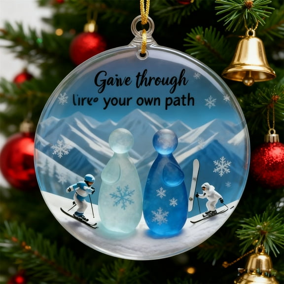 Skiing Christmas Ornament for Tree Hanging, Festive Holiday Decorations for Home, Shatterproof Ski Theme Xmas Ornament for Gift Giving and Holiday Party Decor