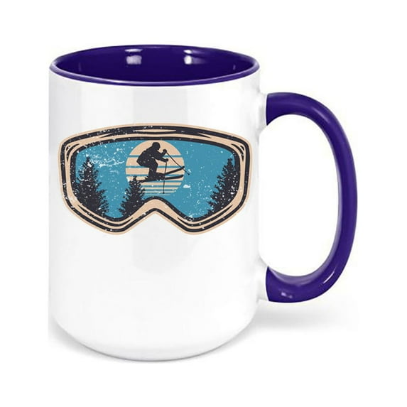 Skiing Coffee Mug, Ski Goggles, Ski Mug, Gift For Skier, Skiing Cup, Gift For Him, Skier Coffee Mug, Skiing Goggles, Mountain Mug, Ski Cup, BLUE