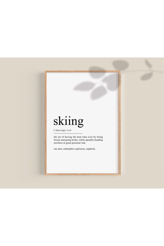 Skiing Definition Winter Wall Art, Unframed Paper Print Size 8x12
