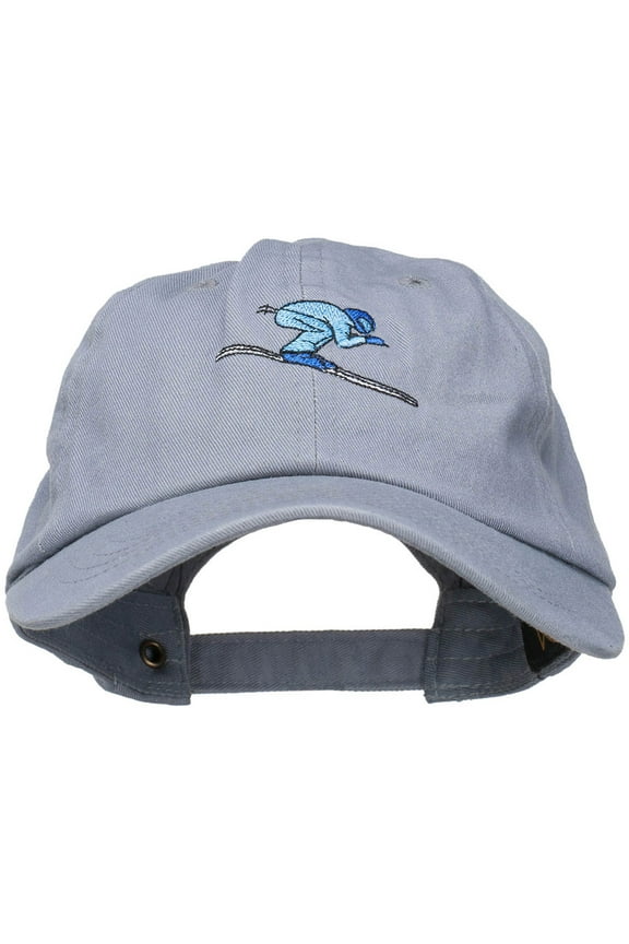 Skiing Embroidered Unstructured Washed Cap - Grey OSFM