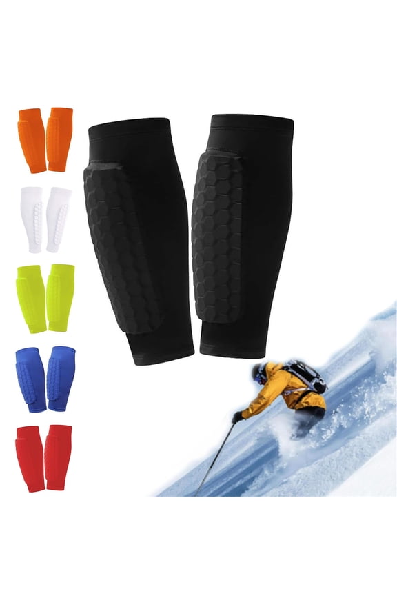 Skiing Guards Compression Calf Sleeves with Honeycomb Breathable Elastic Anti Collision for Ski and Snowboarding