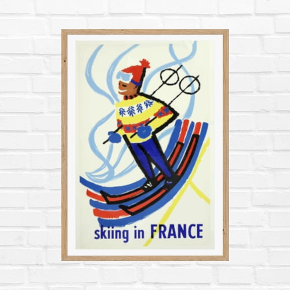 Skiing In France Vintage Travel Poster, French Snow Resort Wall Art, Poster Only