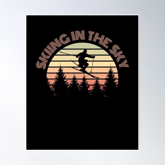 Skiing In The Sky Poster Wall Art, Modern Wall Decor, 24x24 UNFRAMED