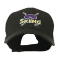 thumbnail image 1 of Skiing Logo with Pole and Goggle Embroidered Cap - Black OSFM, 1 of 5