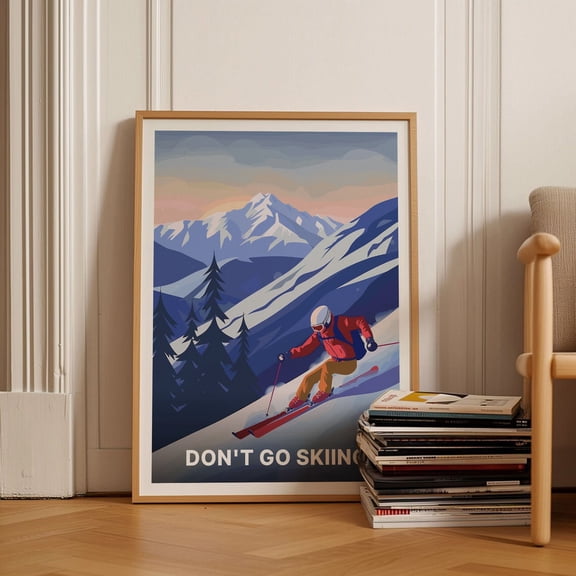 Skiing Mishap Mountain Adventure Wall Decor