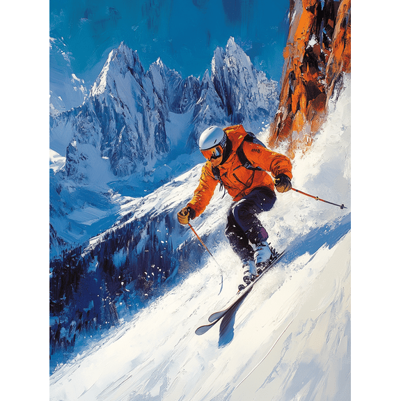 Skiing Mountain Canvas Art PrintSuitable for Living RoomBedroomOfficeHotelRestaurant Decoration