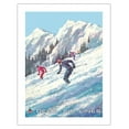 thumbnail image 1 of Skiing - Mountain Ski Slope - Delta Air Lines - Vintage Airline Travel Poster by Jack Laycox c.1970s - Bamboo Fine Art 290gsm Paper (Unframed) 17x22in, 1 of 4