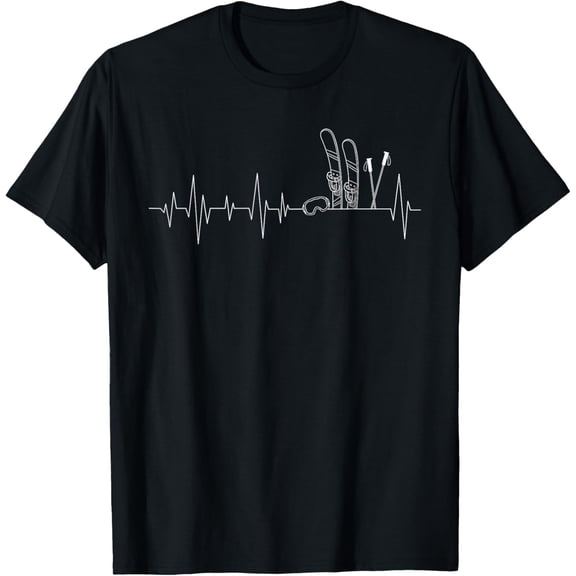 Skiing Pulse Heartbeat - Freestyle Skier Winter Sports Lover T-Shirt