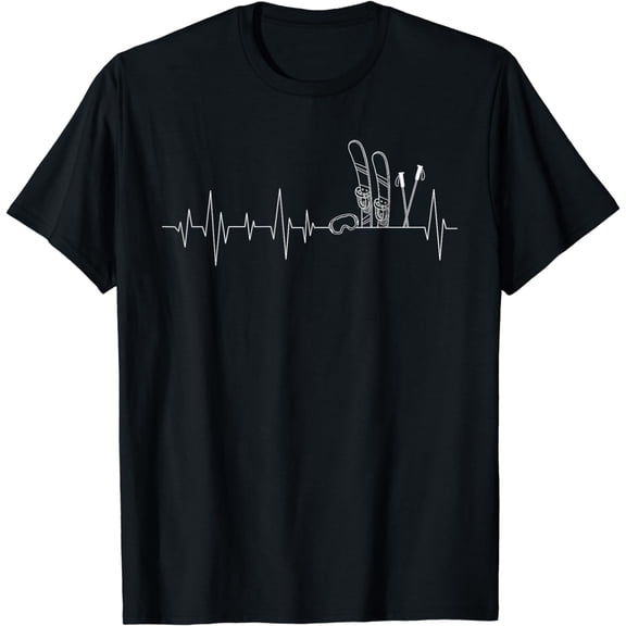 Skiing Pulse Heartbeat - Freestyle Skier Winter Sports Lover T-Shirt mens t shirt，black，women，funny，misfits，men，journey，t-shirt