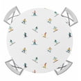 thumbnail image 1 of Skiing Round Tablecloth for 45-54 Inch Tables,Fitted Table Cover with Elastic Edge,Winter Snow Ski Sports Cartoon Boys Girls Skier Waterproof Outdoor Table Cloth Protector for Patio Garden Dinner, 1 of 9