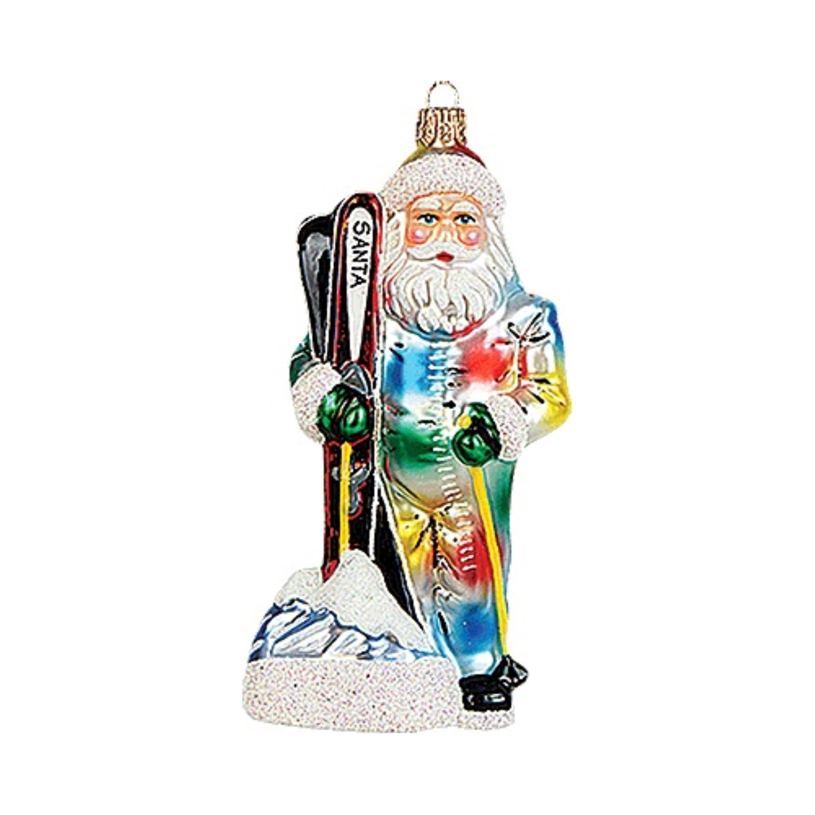 Skiing Santa Claus Polish Mouth Blown Glass Christmas Ornament Skier ...