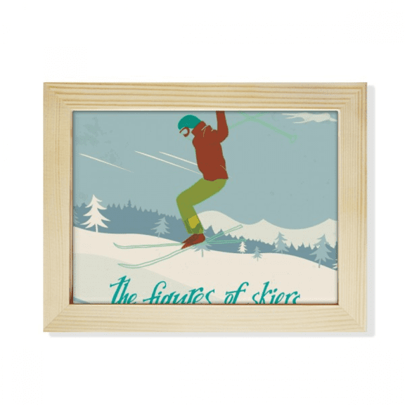 Skiing Ski Board Winter Sport Illustration Desktop Photo Frame Picture Art Decoration Painting 6x8 inch